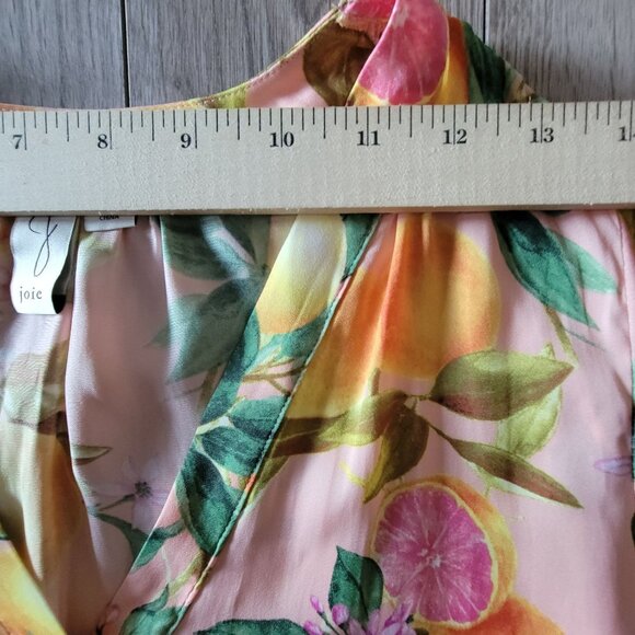 Joie Womens Large Sleeveless Lemon Print Blouse With Flutter Sleeves V-Neckline - Picture 12 of 14